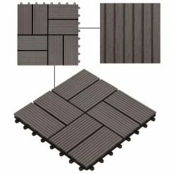 VidaXL Carreaux de terrasse 22 pcs 30 x 30 cm 2 m² WPC Marron foncé -Matériaux de construction Soldes image 4 277810