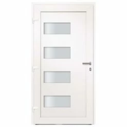 VidaXL Porte d'entrée Aluminium et PVC Blanc 100x200 cm -Matériaux de construction Soldes image 4 3056821
