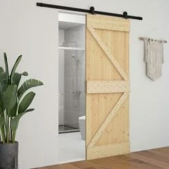 VidaXL Porte coulissante avec kit de quincaillerie 90x210cm Pin massif 11 VidaXL Porte coulissante avec kit de quincaillerie 90x210cm Pin massif -Matériaux de construction Soldes image 4 3057497