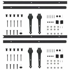 VidaXL Kits de fixation pour porte coulissante 2 pcs 200 cm Acier Noir -Matériaux de construction Soldes image 4 3059839