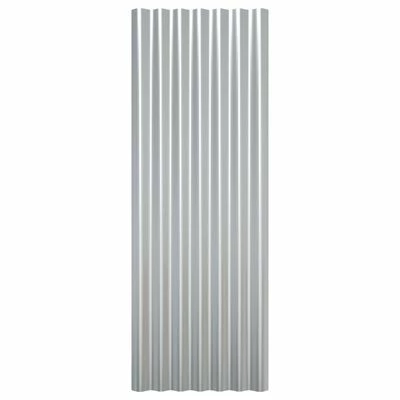 VidaXL Panneaux de toit 12 pcs Acier enduit de poudre Argenté 100x36cm 6 VidaXL Panneaux de toit 12 pcs Acier enduit de poudre Argenté 100x36cm – Image 4