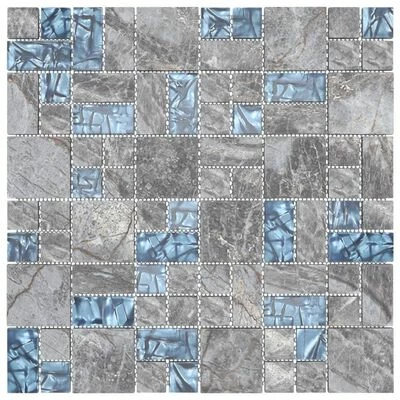 VidaXL Carreaux mosaïque 11 pcs Gris et bleu 30x30 cm Verre 6 VidaXL Carreaux mosaïque 11 pcs Gris et bleu 30x30 cm Verre – Image 4
