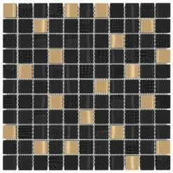 VidaXL Carreaux mosaïque 11 pcs Noir et doré 30x30 cm Verre -Matériaux de construction Soldes image 4 327313