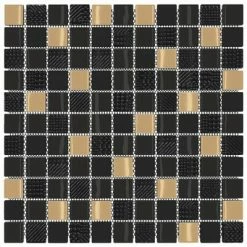 VidaXL Carreaux mosaïque 22 pcs Noir et doré 30x30 cm Verre -Matériaux de construction Soldes image 4 327314