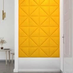 VidaXL Panneaux muraux 12 pcs Jaune 30x30 cm Velours 1,08 m² -Matériaux de construction Soldes image 4 343953