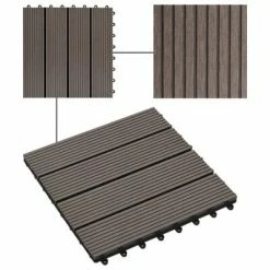 VidaXL Carreau de terrasse 11 pcs WPC 30 x 30 cm 1 m² Marron foncé 11 VidaXL Carreau de terrasse 11 pcs WPC 30 x 30 cm 1 m² Marron foncé -Matériaux de construction Soldes image 4 45025