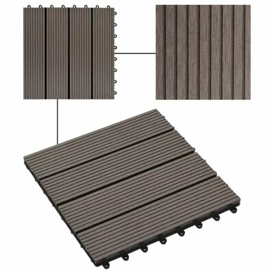 VidaXL Carreau de terrasse 11 pcs WPC 30 x 30 cm 1 m² Marron foncé 6 VidaXL Carreau de terrasse 11 pcs WPC 30 x 30 cm 1 m² Marron foncé – Image 4