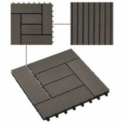 VidaXL Carreau de terrasse 11 pcs WPC 30 x 30 cm 1 m² Marron foncé 11 VidaXL Carreau de terrasse 11 pcs WPC 30 x 30 cm 1 m² Marron foncé -Matériaux de construction Soldes image 4 45028