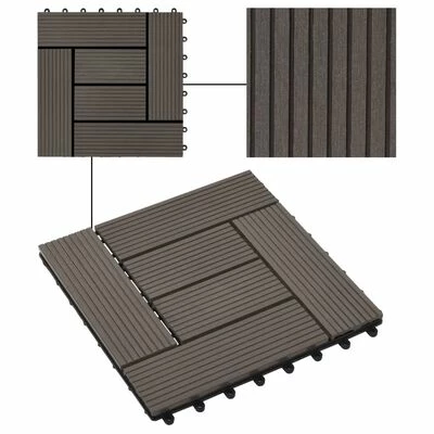 VidaXL Carreau de terrasse 11 pcs WPC 30 x 30 cm 1 m² Marron foncé 6 VidaXL Carreau de terrasse 11 pcs WPC 30 x 30 cm 1 m² Marron foncé – Image 4