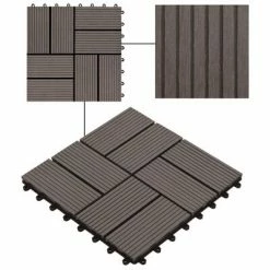 VidaXL Carreau de terrasse 11 pcs WPC 30 x 30 cm 1 m² Marron foncé 11 VidaXL Carreau de terrasse 11 pcs WPC 30 x 30 cm 1 m² Marron foncé -Matériaux de construction Soldes image 4 45033
