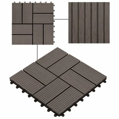 VidaXL Carreau de terrasse 11 pcs WPC 30 x 30 cm 1 m² Marron foncé 6 VidaXL Carreau de terrasse 11 pcs WPC 30 x 30 cm 1 m² Marron foncé – Image 4