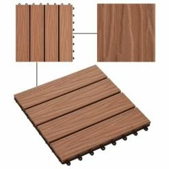 VidaXL Carreau de terrasse en relief 11 pcs WPC 30 x 30 cm 1 m² Marron -Matériaux de construction Soldes image 4 45034