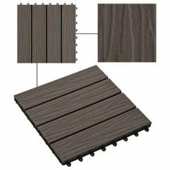 VidaXL Carreau de terrasse en relief 11 pcs WPC 30x30 cm 1 m² Marron -Matériaux de construction Soldes image 4 45038