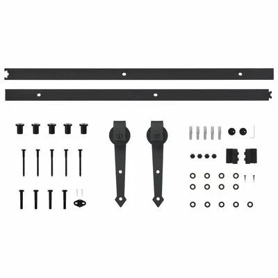 VidaXL Kit de fixation pour porte coulissante 200 cm Acier Noir 7 VidaXL Kit de fixation pour porte coulissante 200 cm Acier Noir – Image 5
