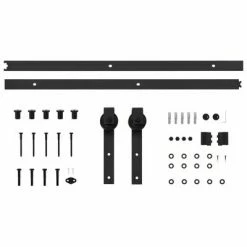 VidaXL Kit de fixation pour porte coulissante 183 cm Acier Noir 11 VidaXL Kit de fixation pour porte coulissante 183 cm Acier Noir -Matériaux de construction Soldes image 5 145264