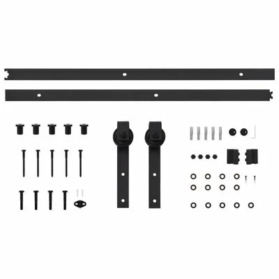 VidaXL Kit de fixation pour porte coulissante 183 cm Acier Noir 7 VidaXL Kit de fixation pour porte coulissante 183 cm Acier Noir – Image 5
