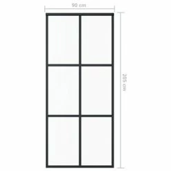 VidaXL Porte coulissante Verre ESG et aluminium 90x205 cm Noir -Matériaux de construction Soldes image 5 151012