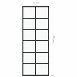 VidaXL Porte coulissante Verre ESG et aluminium 76x205 cm Noir -Matériaux de construction Soldes image 5 151017