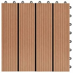 VidaXL Carreaux de terrasse 22 pcs 30 x 30 cm 2 m² WPC Teck -Matériaux de construction Soldes image 5 277801
