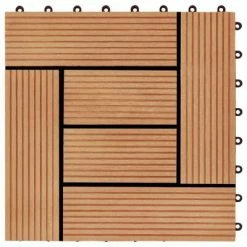 VidaXL Carreaux de terrasse 22 pcs 30 x 30 cm 2 m² WPC Teck -Matériaux de construction Soldes image 5 277804