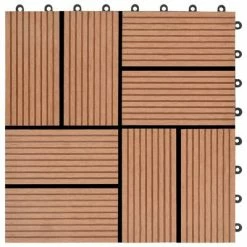 VidaXL Carreaux de terrasse 22 pcs 30 x 30 cm 2 m² WPC Marron -Matériaux de construction Soldes image 5 277806