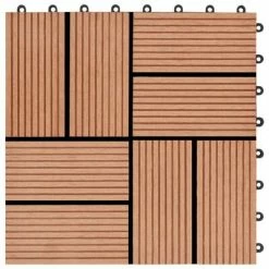 VidaXL Carreaux de terrasse 22 pcs 30 x 30 cm 2 m² WPC Teck -Matériaux de construction Soldes image 5 277809