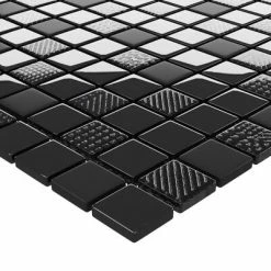 VidaXL Carreaux mosaïque 22 pcs Noir brillant 30x30 cm Verre -Matériaux de construction Soldes image 5 327316