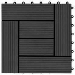 VidaXL Carreau de terrasse 11 pcs WPC 30 x 30 cm 1 m² Noir -Matériaux de construction Soldes image 5 45026