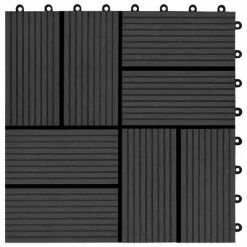 VidaXL Carreau de terrasse 11 pcs WPC 30 x 30 cm 1 m² Noir -Matériaux de construction Soldes image 5 45031