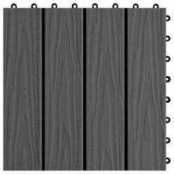 VidaXL Carreau de terrasse en relief 11 pcs WPC 30 x 30 cm 1 m² Noir -Matériaux de construction Soldes image 5 45036