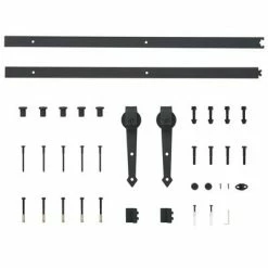 VidaXL Kit de fixation pour porte coulissante 183 cm Acier Noir -Matériaux de construction Soldes image 6 142827