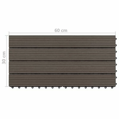 VidaXL Carreaux de terrasse 6 pcs WPC 60x30 cm 1,08 m² Marron foncé 8 VidaXL Carreaux de terrasse 6 pcs WPC 60x30 cm 1,08 m² Marron foncé – Image 6