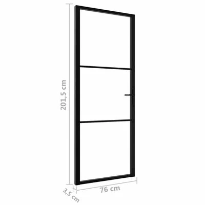 VidaXL Porte intérieure Verre ESG et aluminium 76x201,5 cm Noir 8 VidaXL Porte intérieure Verre ESG et aluminium 76x201,5 cm Noir – Image 6