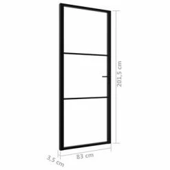 VidaXL Porte intérieure Verre ESG et aluminium 83x201,5 cm Noir -Matériaux de construction Soldes image 6 151199