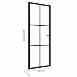 VidaXL Porte intérieure Verre ESG et aluminium 76x201,5 cm Noir -Matériaux de construction Soldes image 6 151202