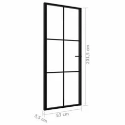 VidaXL Porte intérieure Verre ESG et aluminium 83x201,5 cm Noir -Matériaux de construction Soldes image 6 151203