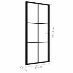 VidaXL Porte intérieure Verre ESG et aluminium 93x201,5 cm Noir -Matériaux de construction Soldes image 6 151204