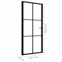 VidaXL Porte intérieure Verre ESG et aluminium 102,5x201,5 cm Noir -Matériaux de construction Soldes image 6 151205