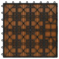 VidaXL Carreaux de terrasse 22 pcs 30 x 30 cm 2 m² WPC Teck -Matériaux de construction Soldes image 6 277801