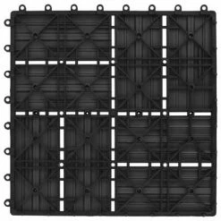 VidaXL Carreaux de terrasse 22 pcs 30 x 30 cm 2 m² WPC Noir -Matériaux de construction Soldes image 6 277808