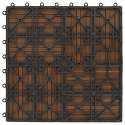 VidaXL Carreaux de terrasse 22 pcs 30 x 30 cm 2 m² WPC Teck -Matériaux de construction Soldes image 6 277809