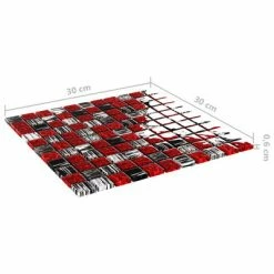 VidaXL Carreaux mosaïque 11 pcs Noir et rouge 30x30 cm Verre -Matériaux de construction Soldes image 6 327303