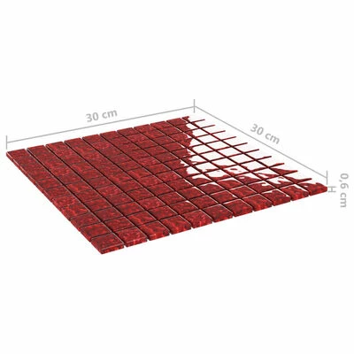 VidaXL Carreaux mosaïque 22 pcs Rouge 30x30 cm Verre 8 VidaXL Carreaux mosaïque 22 pcs Rouge 30x30 cm Verre – Image 6
