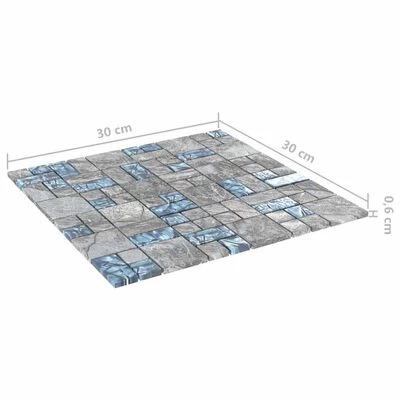 VidaXL Carreaux mosaïque 11 pcs Gris et bleu 30x30 cm Verre 8 VidaXL Carreaux mosaïque 11 pcs Gris et bleu 30x30 cm Verre – Image 6