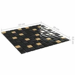 VidaXL Carreaux mosaïque 11 pcs Noir et doré 30x30 cm Verre -Matériaux de construction Soldes image 6 327313