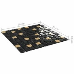 VidaXL Carreaux mosaïque 22 pcs Noir et doré 30x30 cm Verre -Matériaux de construction Soldes image 6 327314