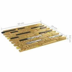 VidaXL Carreaux mosaïque 11 pcs Noir et doré 30x30 cm Verre -Matériaux de construction Soldes image 6 327317