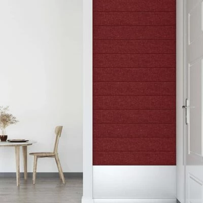 VidaXL Panneaux muraux 12 pcs Rouge bordeaux 90x15 cm Tissu 1,62 m² 8 VidaXL Panneaux muraux 12 pcs Rouge bordeaux 90x15 cm Tissu 1,62 m² – Image 6