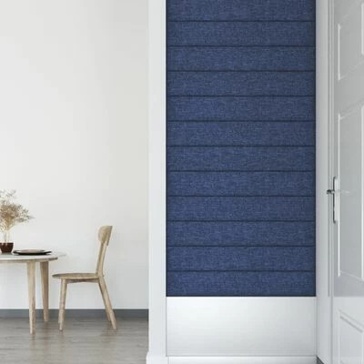 VidaXL Panneaux muraux 12 pcs Bleu 90x15 cm Tissu 1,62 m² 8 VidaXL Panneaux muraux 12 pcs Bleu 90x15 cm Tissu 1,62 m² – Image 6