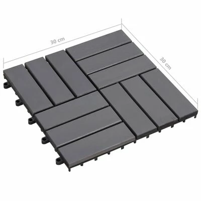 VidaXL Carreaux de terrasse 10 pcs Délavage gris 30x30 cm Acacia solide 8 VidaXL Carreaux de terrasse 10 pcs Délavage gris 30x30 cm Acacia solide – Image 6